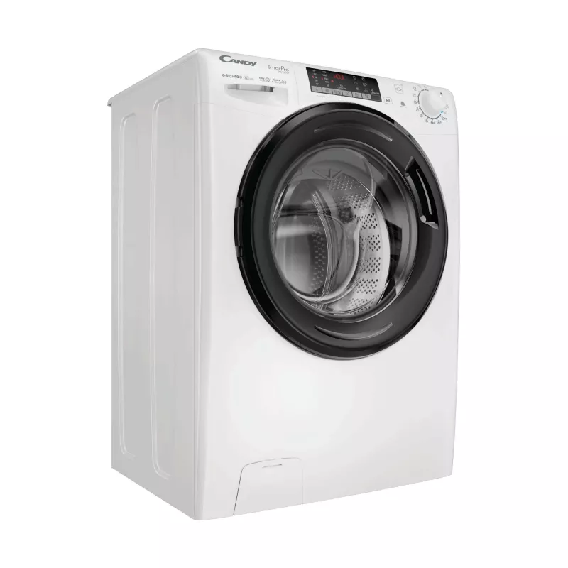 Candy Smart Pro CSOW44644TWMB6-S skalbyklė su džiovinimo funkcija, laisvai pastatoma, priekinio pakrovimo, balta