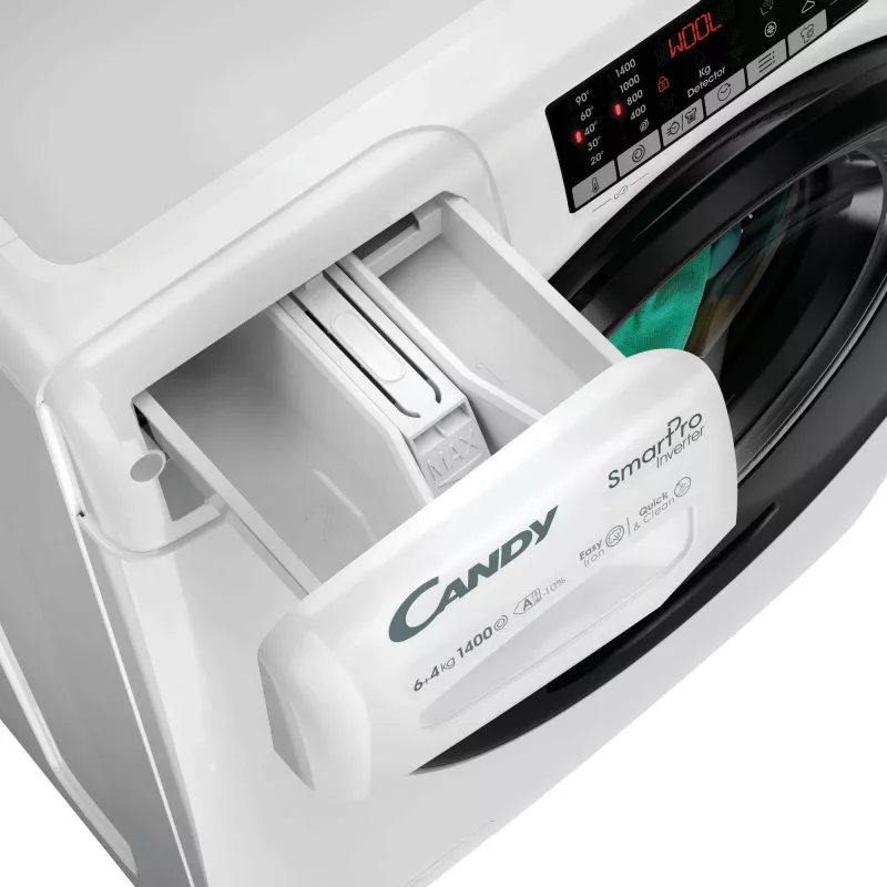 Candy Smart Pro CSOW44644TWMB6-S skalbyklė su džiovinimo funkcija, laisvai pastatoma, priekinio pakrovimo, balta