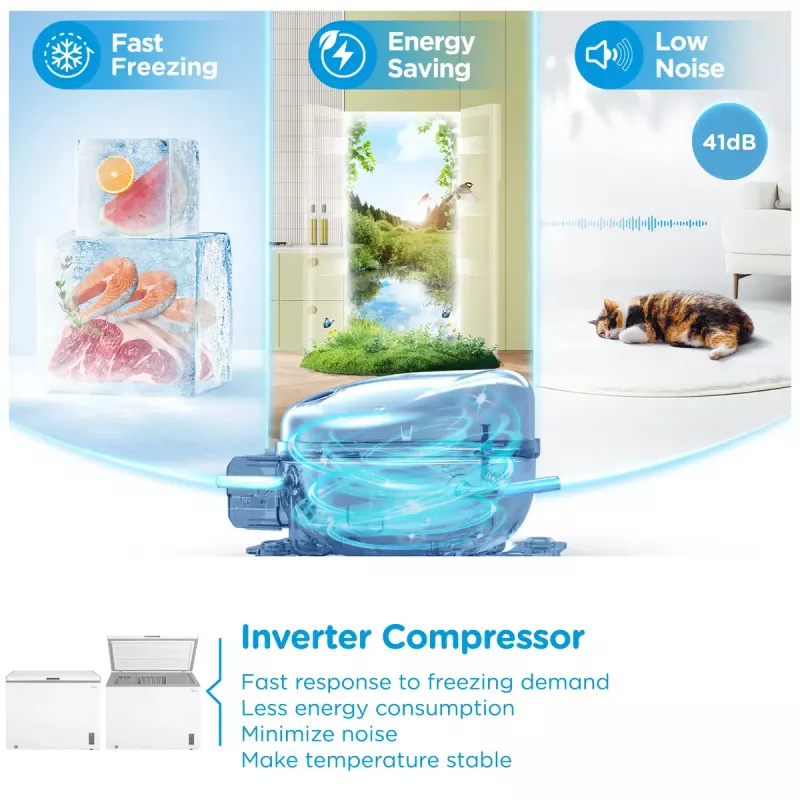 Šaldiklis skryninis Midea MDRC411FZE01 – 293 L, E energijos klasė, 14 kg/24h, baltas