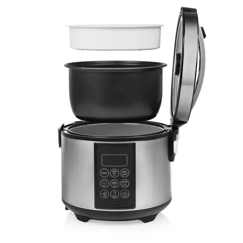 Multivirimo puodas Tristar RK-6132 — 1,5 l, 500 W, 7 automatinių programų, LCD, nerūdijantis plienas/juoda