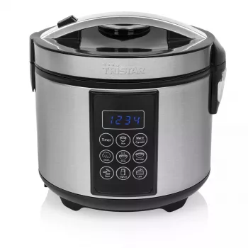 Multivirimo puodas Tristar RK-6132 — 1,5 l, 500 W, 7 automatinių programų, LCD, nerūdijantis plienas/juoda