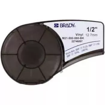 Lipni etiketė spausdintuvui Brady 139742 – akrilas/vinilas, 1,27 cm × 6,4 m, juoda ant baltos