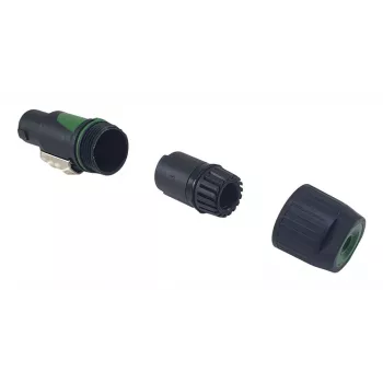 4 polių speakON kabelio jungtis EQUIP 4 polių moteriška, juoda, 22,5×22,5 mm, 30 g