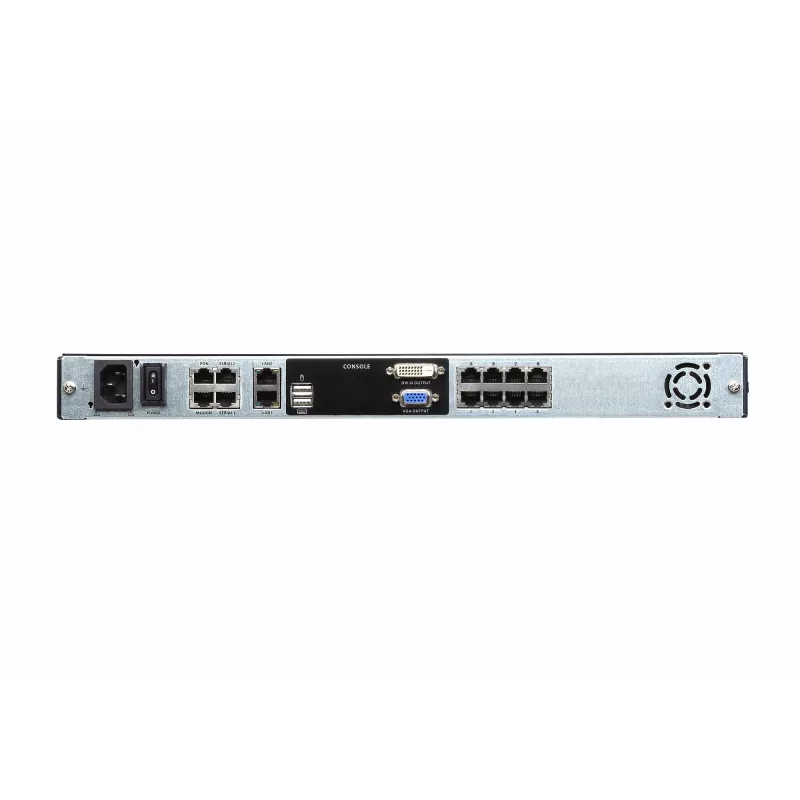 ATEN KL1108VN 8 prievadų Cat 5 Dual Rail LCD KVM per IP jungiklis, 19 colių, 1280 x 1024, metalinis, juodas, 1U