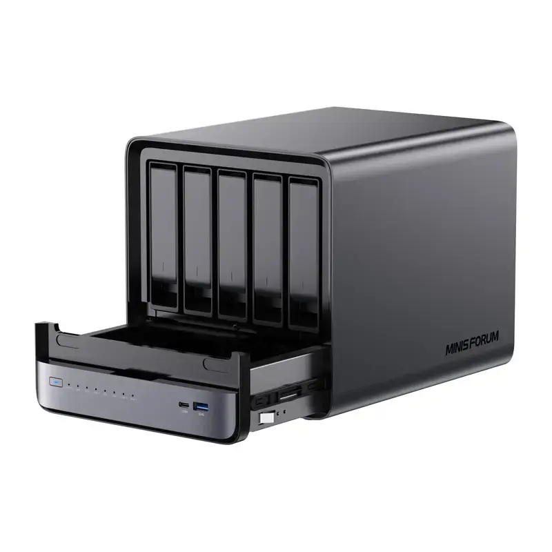 Mini-PC Minis Forum NAS N5 Pro AMD Ryzen AI 9 HX Pro 370, 32 GB RAM, 128 GB talpykla