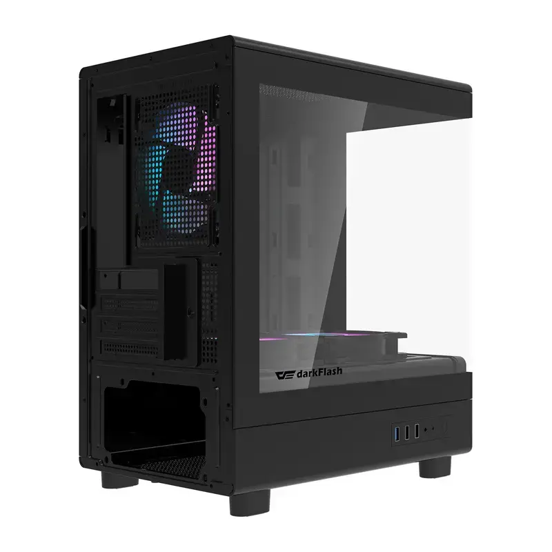 Korpusas DarkFlash DB330M Black v2 su trimis iš anksto sumontuotais ventiliatoriais