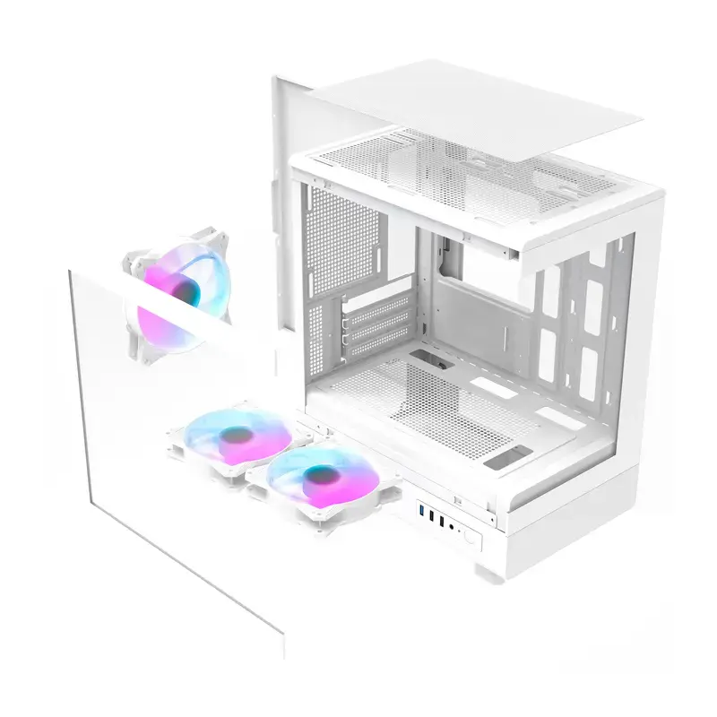 Korpusas Darkflash DB330M White v2 su trimis iš anksto sumontuotais ventiliatoriais, micro-ATX/mATX