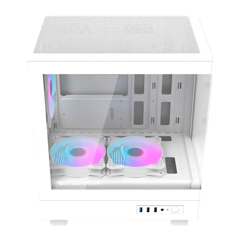 Korpusas Darkflash DB330M White v2 su trimis iš anksto sumontuotais ventiliatoriais, micro-ATX/mATX
