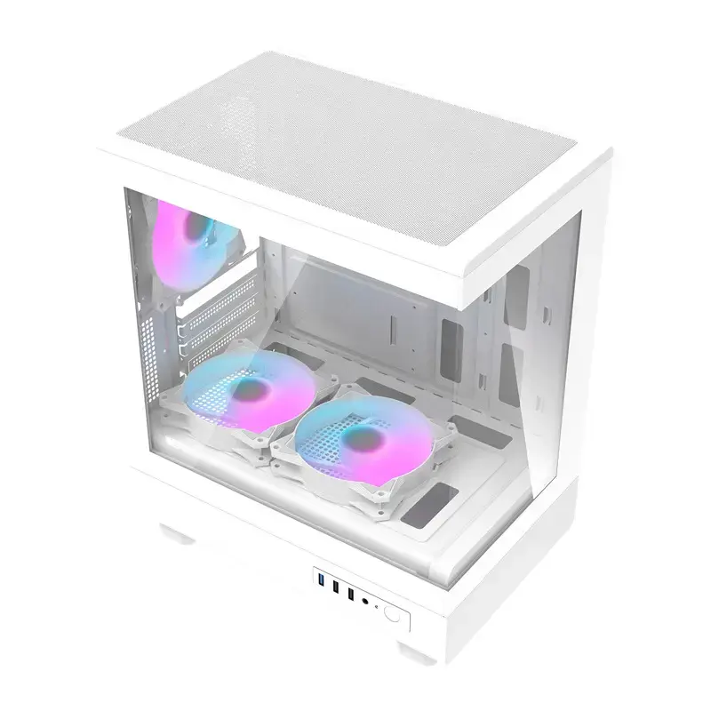 Korpusas Darkflash DB330M White v2 su trimis iš anksto sumontuotais ventiliatoriais, micro-ATX/mATX