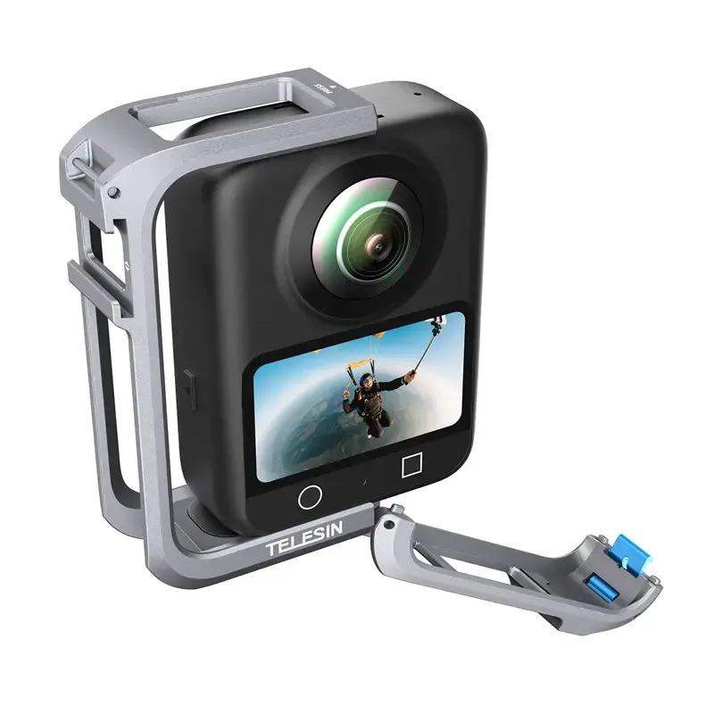 TELESIN metalinis apsauginis narvas DJI Osmo 360 – lengvas aliumininis rėmas su tvirtinimo taškais