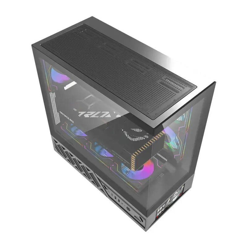 Kompiuterio korpusas DarkFlash DS950V su priekiniu ekranu (juodas) ir 6 iš anksto sumontuotais ventiliatoriais