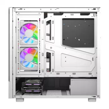 Kompiuterio korpusas DarkFlash DS950V su integruotu ekranu, baltas, komplekte 6 ventiliatoriai