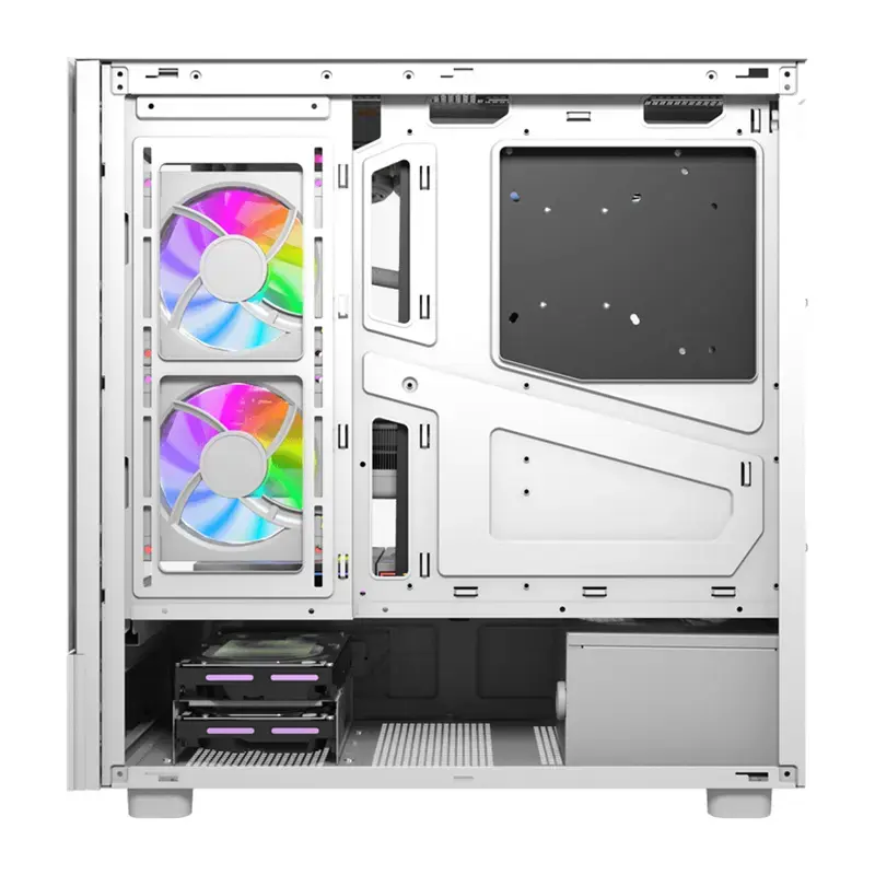 Kompiuterio korpusas DarkFlash DS950V su integruotu ekranu, baltas, komplekte 6 ventiliatoriai