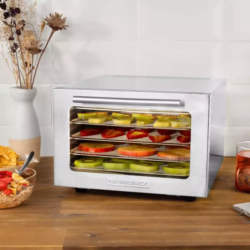 Maisto džiovintuvas GASTROBACK Mini Professional 400 W, nerūdijantis plienas, laikmatis iki 24 h, 282×347×206 mm