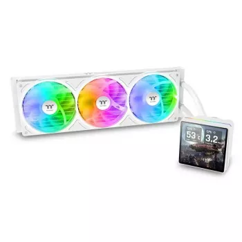 Vandens aušintuvas Thermaltake TH360 V3 Ultra ARGB — 3x 120 mm ventiliatoriai, 500–2500 RPM, 12 V, baltas