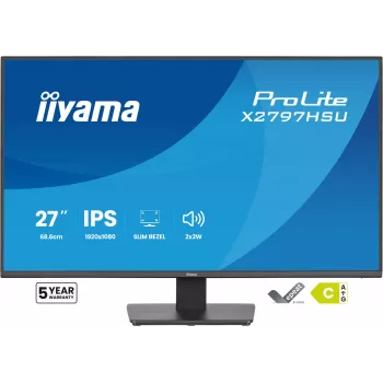 Kompiuterio monitorius IIYAMA ProLite X2797HSU-B1 27 colių (68,6 cm) Full HD 1920×1080 LED matinis 4 ms USB 3.2 Gen 1 garsiakalbiai VESA juodas