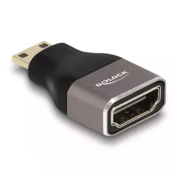 DeLOCK HDMI adapteris Mini-C (vyriškas) į A (moteriškas) 8K 60 Hz pilkas metalinis