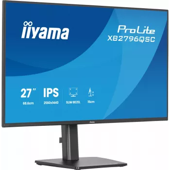 27 colių IIYAMA ProLite XB2796QSC-B1 IPS Quad HD 2560x1440 LED monitorius, 4 ms, USB-C, garsiakalbiai, aukštis reguliuojamas, VESA
