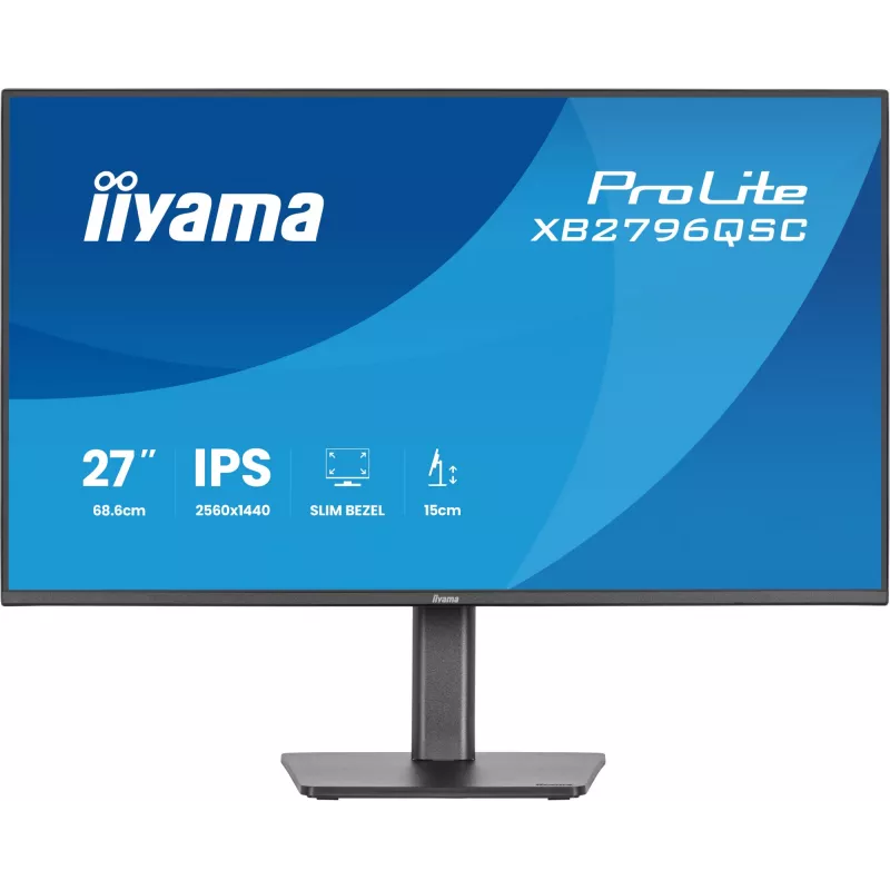 27 colių IIYAMA ProLite XB2796QSC-B1 IPS Quad HD 2560x1440 LED monitorius, 4 ms, USB-C, garsiakalbiai, aukštis reguliuojamas, VESA