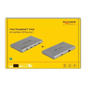 DeLOCK Thunderbolt 4 Hub 3 prievadai USB 10 Gbps Type-A 8K