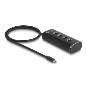 DeLOCK 4 prievadų USB šakotuvas 10 Gbps USB-C 60 cm kabelis su jungikliais