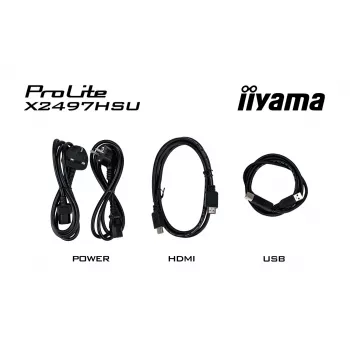 IIYAMA ProLite X2497HSU-B1 monitor 23,8 colio (60,5 cm) Full HD IPS 1920×1080 4 ms USB‑C 2×, garsiakalbiai, VESA, juodas