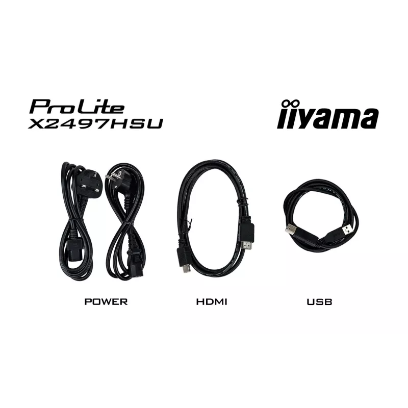 IIYAMA ProLite X2497HSU-B1 monitor 23,8 colio (60,5 cm) Full HD IPS 1920×1080 4 ms USB‑C 2×, garsiakalbiai, VESA, juodas
