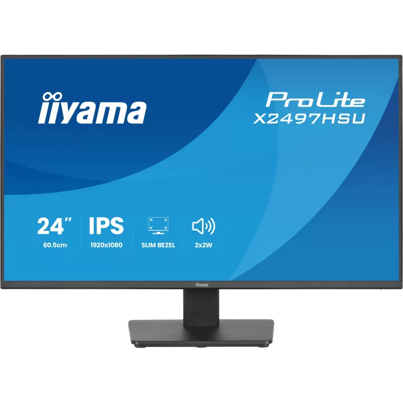 IIYAMA ProLite X2497HSU-B1 monitor 23,8 colio (60,5 cm) Full HD IPS 1920×1080 4 ms USB‑C 2×, garsiakalbiai, VESA, juodas