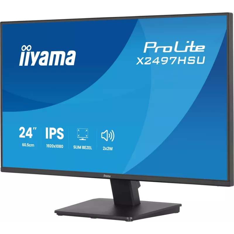 IIYAMA ProLite X2497HSU-B1 monitor 23,8 colio (60,5 cm) Full HD IPS 1920×1080 4 ms USB‑C 2×, garsiakalbiai, VESA, juodas