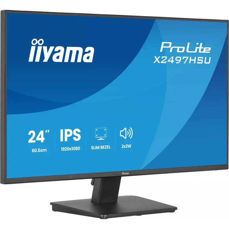 IIYAMA ProLite X2497HSU-B1 monitor 23,8 colio (60,5 cm) Full HD IPS 1920×1080 4 ms USB‑C 2×, garsiakalbiai, VESA, juodas