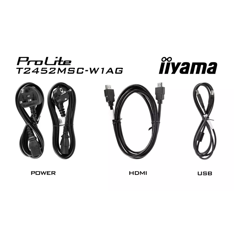 IIYAMA ProLite T2452MSC-W1AG 23,8 colių Full HD liečiamasis monitorius su IPS LED ekranu, baltas