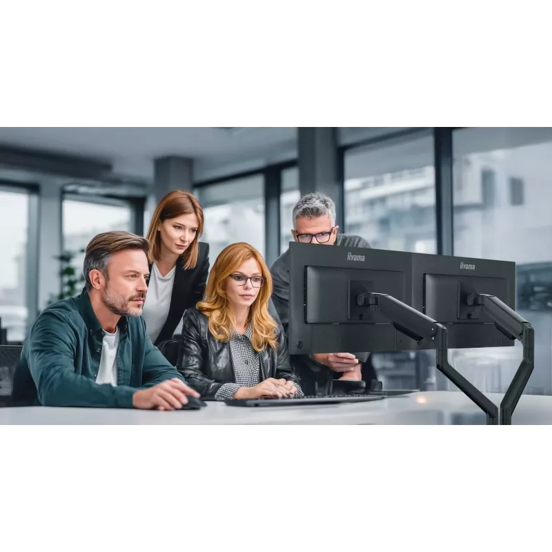 Dviejų monitorių stovas IIYAMA DS4002C-B1, 61–81,3 cm (24–32 col.), VESA 75×75–100×100, spaustuvas/įvorė, juodas