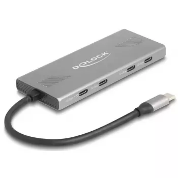 DELOCK USB 3.2 Gen 2 Type-C 7 prievadų šakotuvas (4×Type-C, 3×Type-A) 10 Gbit/s pilkas