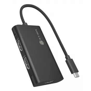 ICY BOX Adapter USB Type-C į 3x HDMI, USB 3.2 Gen 2 (3.1 Gen 2) Type-C, HDMI, 10000 Mbit/s, 144 Hz, 3840 x 2160, 7680 x 4320