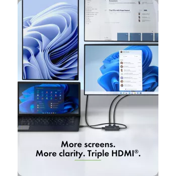 ICY BOX Adapter USB Type-C į 3x HDMI, USB 3.2 Gen 2 (3.1 Gen 2) Type-C, HDMI, 10000 Mbit/s, 144 Hz, 3840 x 2160, 7680 x 4320