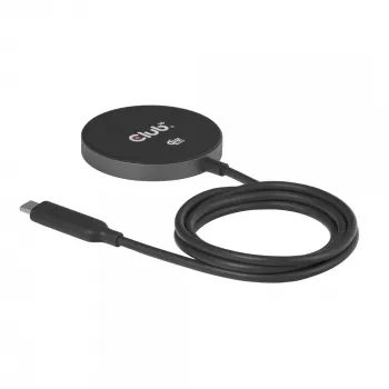 Belaidis įkroviklis CLUB3D CAC-3027 Qi2 25W magnetinis padėklas, su MagSafe suderinamumu, nuolatinės srovės įkroviklis, 1 m laidas, juodas