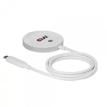 Belaidis įkroviklis club 3D CAC-3026 25W Qi2 magnetinis padėklas, Qi 2.2 MagSafe suderinamas, 1 m kabelis, baltas