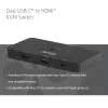 KVM jungiklis Club 3D Dual USB-C į HDMI, 2 prievadai, 4K UHD 3840x2160, USB-C konsolė, 65W PD, juodas