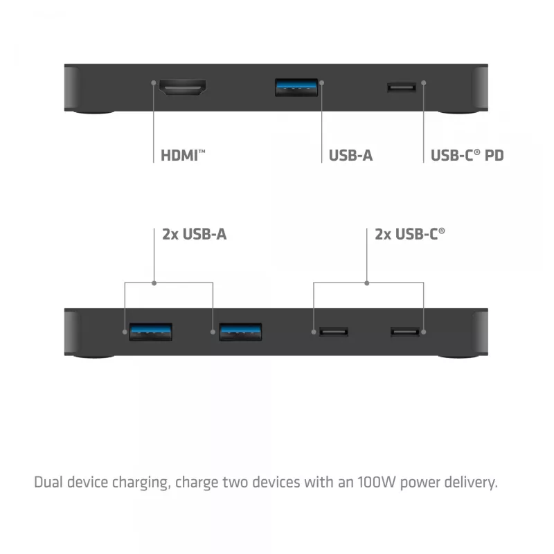 KVM jungiklis Club 3D Dual USB-C į HDMI, 2 prievadai, 4K UHD 3840x2160, USB-C konsolė, 65W PD, juodas