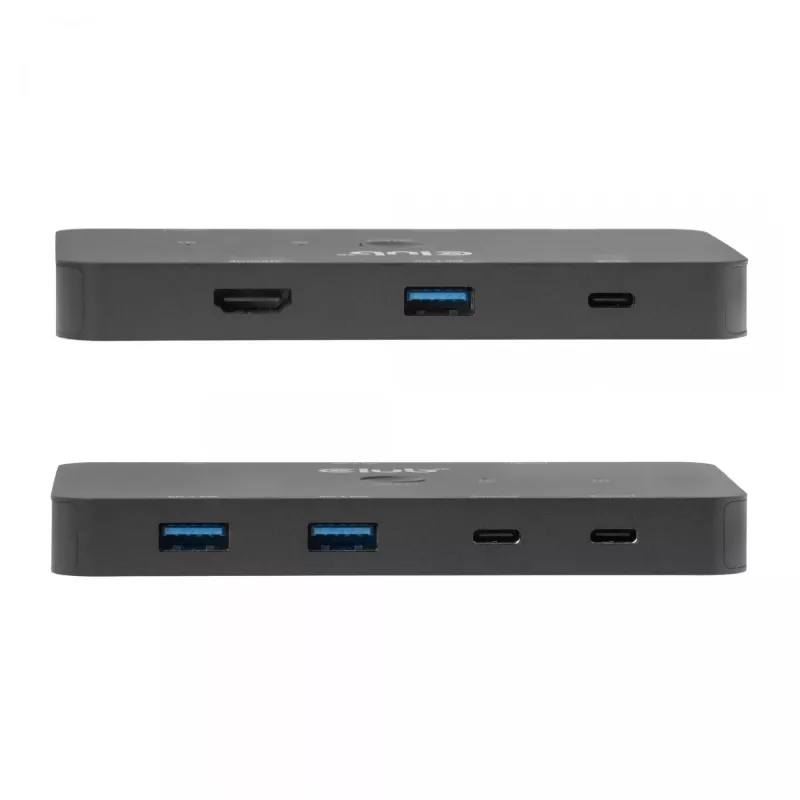 KVM jungiklis Club 3D Dual USB-C į HDMI, 2 prievadai, 4K UHD 3840x2160, USB-C konsolė, 65W PD, juodas