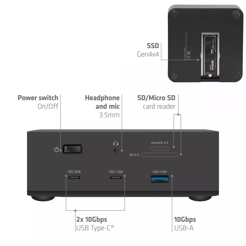 CLUB3D CSV-2562 Thunderbolt 5 dokavimo stotelė, M.2 SSD, 2×HDMI 8K60Hz, 180W, 120 Gbit/s