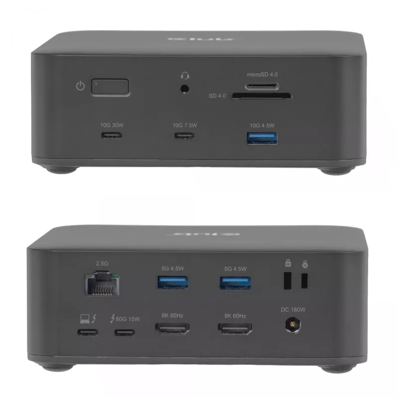 CLUB3D CSV-2562 Thunderbolt 5 dokavimo stotelė, M.2 SSD, 2×HDMI 8K60Hz, 180W, 120 Gbit/s