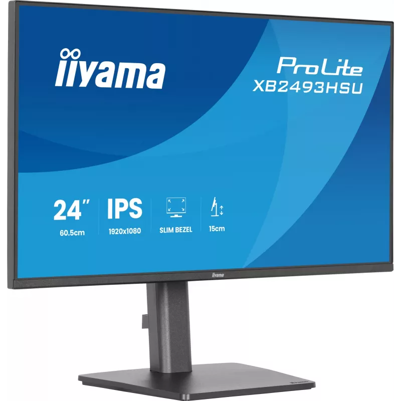 Kompiuterio monitorius IIYAMA ProLite XB2493HSU-B1 23.8 colio (60,5 cm) Full HD IPS LED, 1920×1080, 1 ms, 178° žiūrėjimo kampai, USB šakotuvas, garsiakalbiai, juodas
