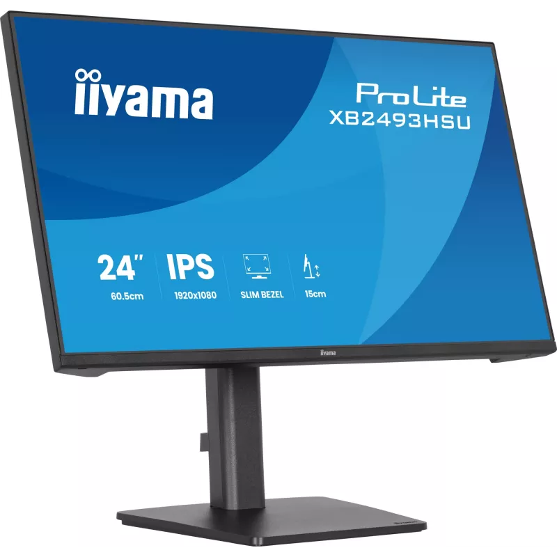 Kompiuterio monitorius IIYAMA ProLite XB2493HSU-B1 23.8 colio (60,5 cm) Full HD IPS LED, 1920×1080, 1 ms, 178° žiūrėjimo kampai, USB šakotuvas, garsiakalbiai, juodas