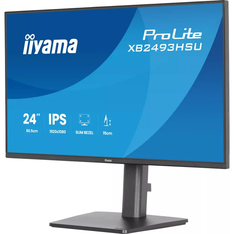 Kompiuterio monitorius IIYAMA ProLite XB2493HSU-B1 23.8 colio (60,5 cm) Full HD IPS LED, 1920×1080, 1 ms, 178° žiūrėjimo kampai, USB šakotuvas, garsiakalbiai, juodas
