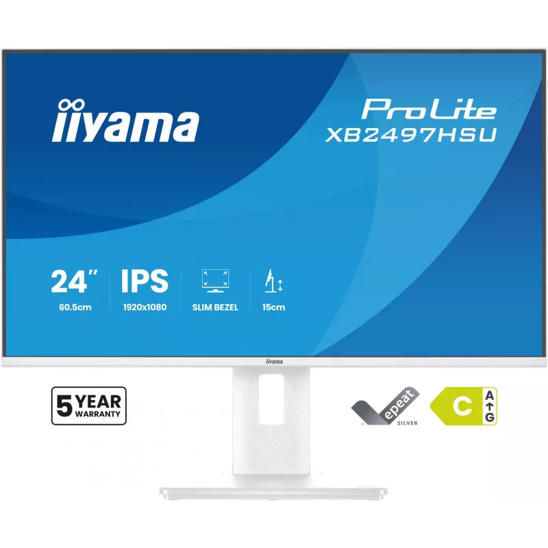 iiyama ProLite XB2497HSU-W1 monitor 60.5 cm (23.8 colio) 1920 x 1080 pikselių Full HD LED baltas