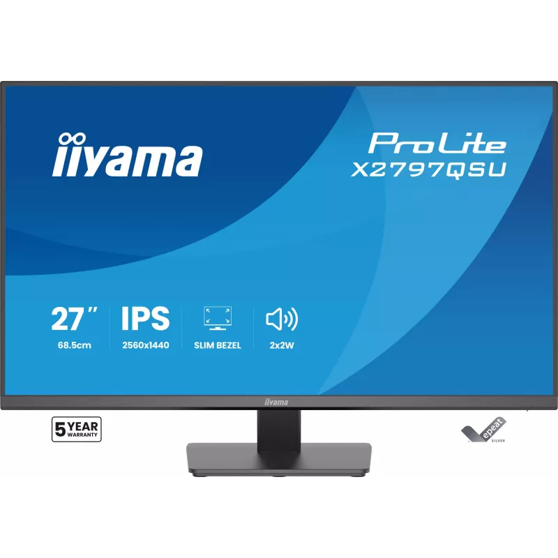 Kompiuterio monitorius IIYAMA ProLite X2797QSU-B1 27 col. (68,6 cm) 2560×1440 IPS LED Matt, 1 ms, USB 3.2 šakotuvas, garsiakalbiai, VESA
