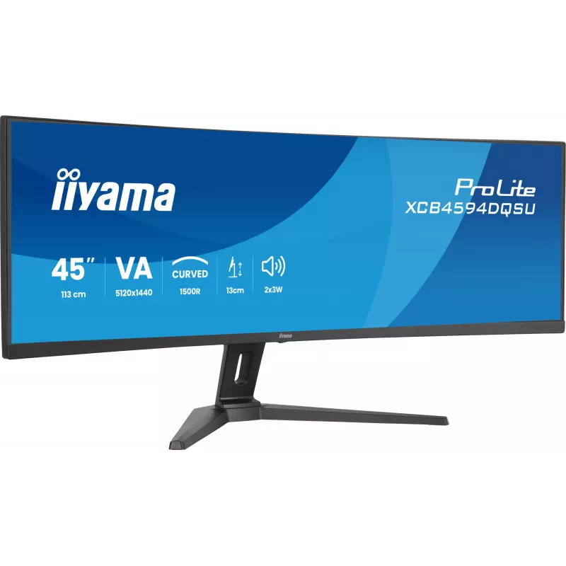 Kompiuterio monitorius IIYAMA XCB4594DQSU-B1 44 colių (111,8 cm) lenktas Dual QHD 5120×1440 VA LED, 2 ms, USB-C, USB 3.2, VESA, garsiakalbiai