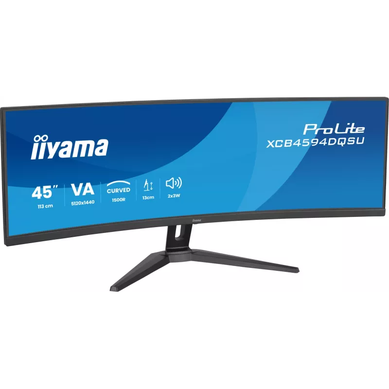 Kompiuterio monitorius IIYAMA XCB4594DQSU-B1 44 colių (111,8 cm) lenktas Dual QHD 5120×1440 VA LED, 2 ms, USB-C, USB 3.2, VESA, garsiakalbiai