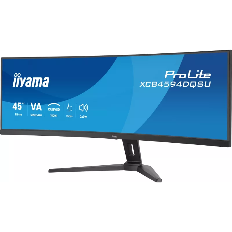 Kompiuterio monitorius IIYAMA XCB4594DQSU-B1 44 colių (111,8 cm) lenktas Dual QHD 5120×1440 VA LED, 2 ms, USB-C, USB 3.2, VESA, garsiakalbiai